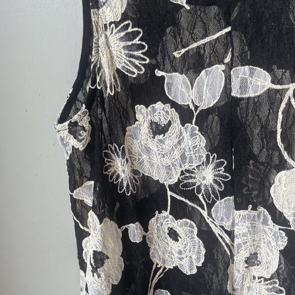 Vintage Painted Threads Tank Top Lace Boho Floral Lace Black/ White Womens S Y2K - Picture 7 of 7